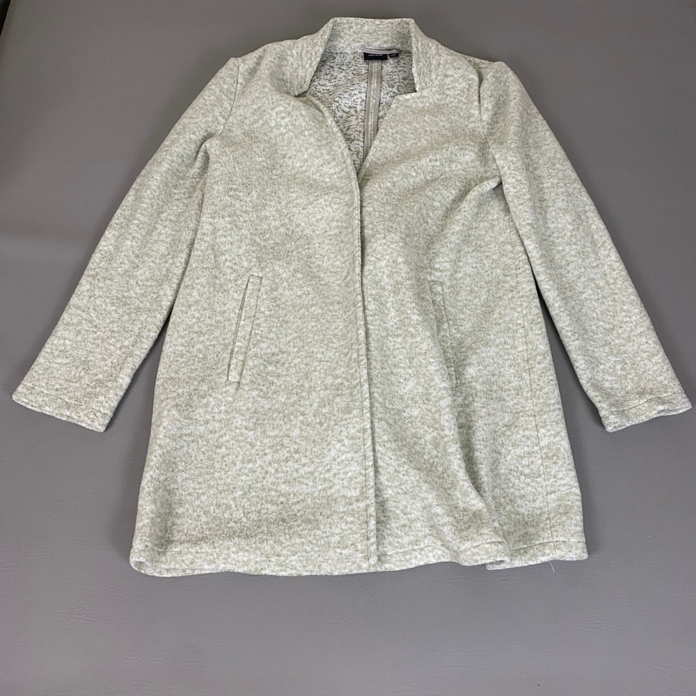 Vero Moda Katrine Jacket Womens Size Large Brushed Open Front Beige Ivory Marled
